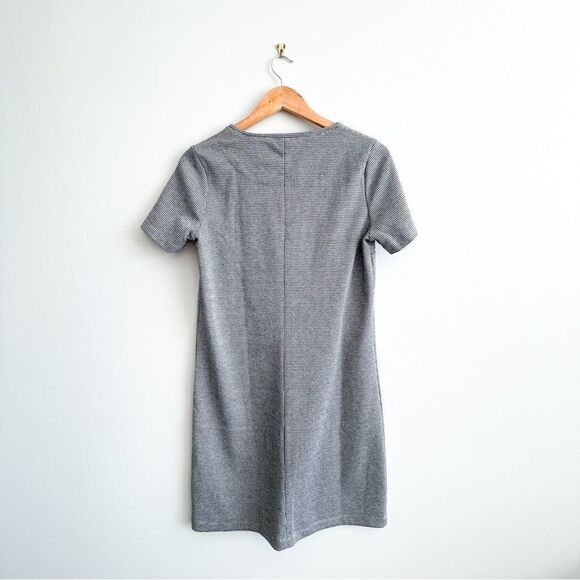 Dex Dress Knit Houndstooth Plaid Black White Short Sleeved Pullover Women's M - Picture 2 of 9